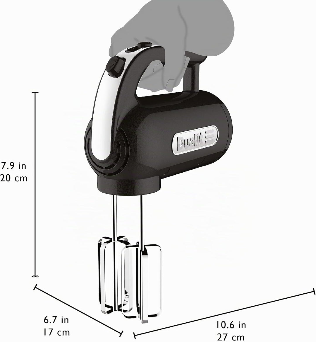 Dualit Handrührer - Schwarz, 400W, 4 Stufen, Einziehbares Kabel - Rührgerät Küche Ideal zum Backen m