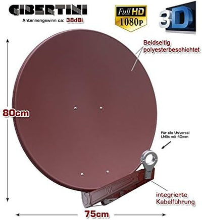 Gibertini Antenne 75cm SE Profi Alu Serie Ziegelrot