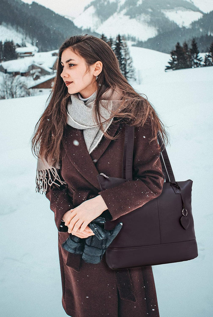 Gigi - Leder - Damenhandtasche/Schultertasche/Tote - OTHELLO 9101" Dunkelbraun, Dunkelbraun