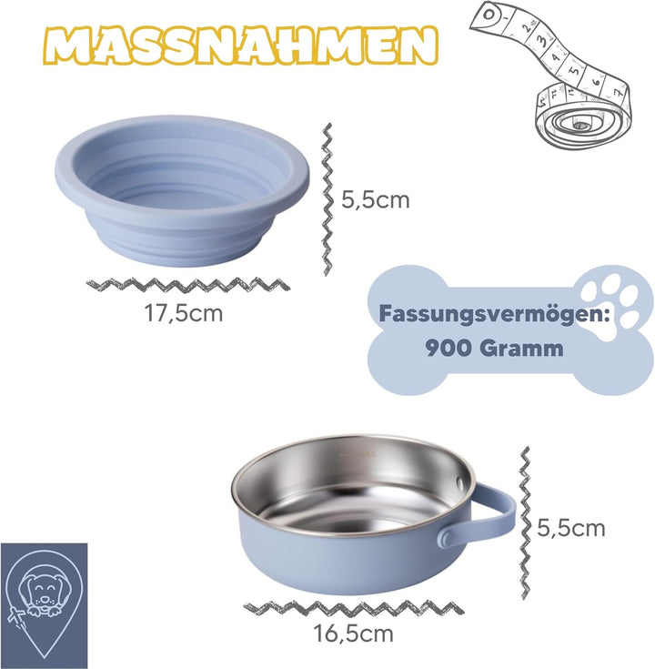 KPET® 2-in-1 Hundenapf Faltbar Für Unterwegs, Futternapf Hund Ideal Für den Alltag, Trinknapf Für de