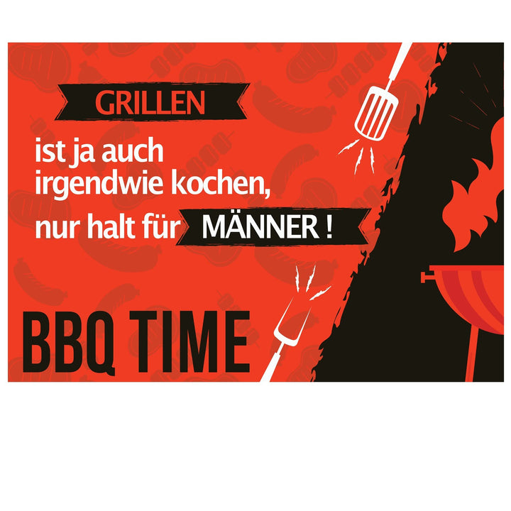 LILENO HOME Grill u. BBQ Matte 75 x 120 cm (BBQ Time Männer Rot) - als perfekte bodenschutz Unterlag