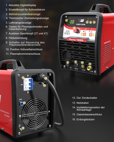 Plasmaschneider 100 A - Plasma Cutter - Plasmaschneider mit Pilotzündung - 100 Ampere Stromstärke &