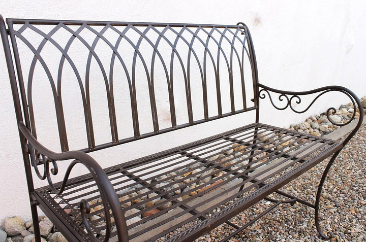 DanDiBo Gartenbank Metall Wetterfest Braun 110 cm Parkbank Romina 2-Sitzer Baumbank Sitzbank