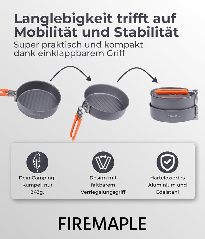 Fire-Maple Feast Camping Geschirr Set aus Edelstahl und eloxiertem Aluminium Feast Feast 1, Feast 1