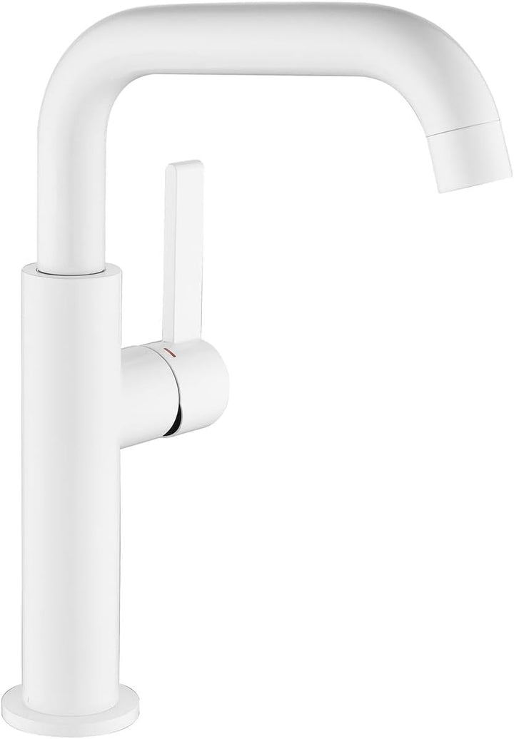 ONECE Wasserhahn Bad Hoch, 360° Drehbar Waschtischarmatur für Waschbecken White Auslaufhöhe 214 mm,