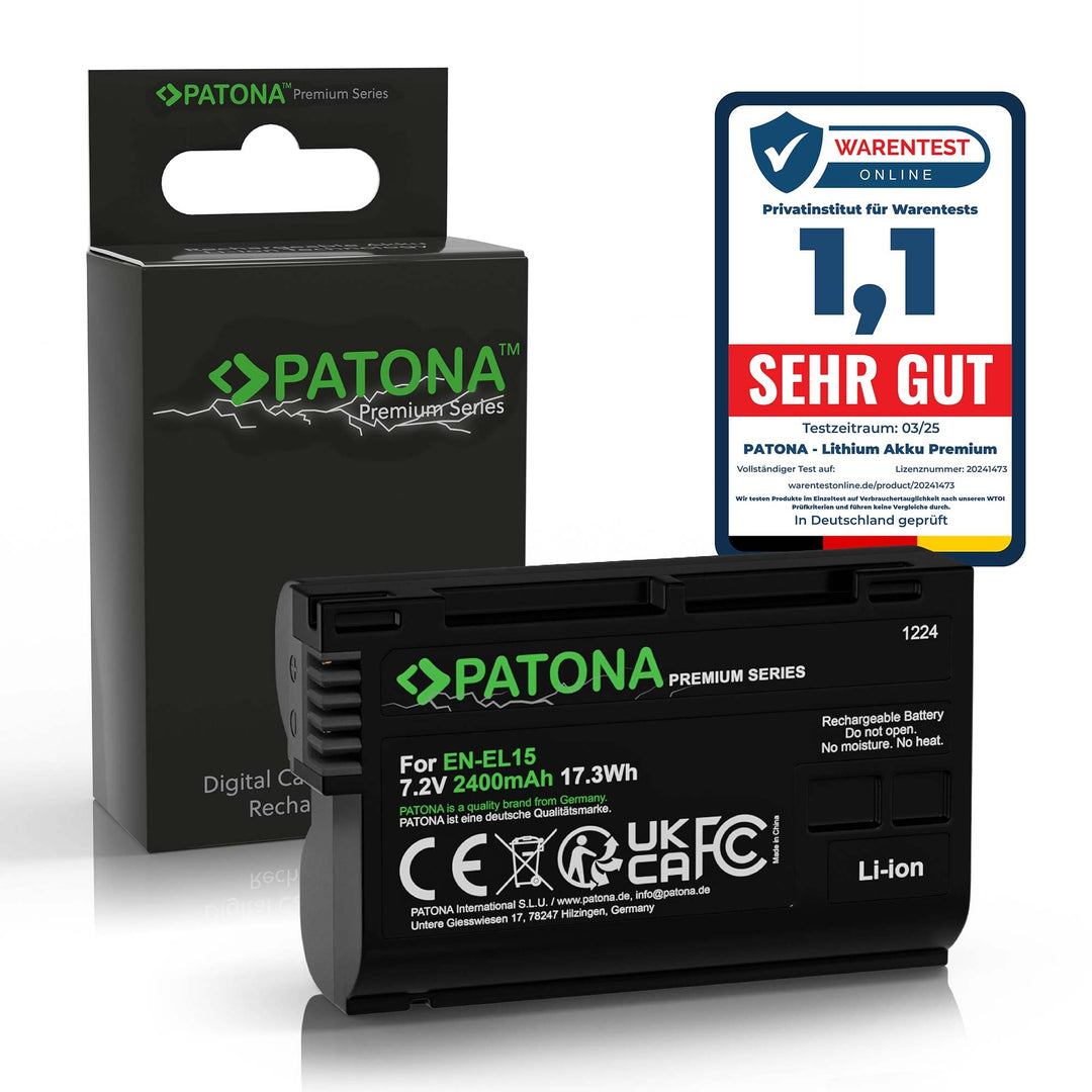 PATONA Premium Akku EN-EL15b 2400mAh Ersatz für Nikon EN EL15 ENEL15b Kompatibel mit Nikon 1 V1 Z6 Z