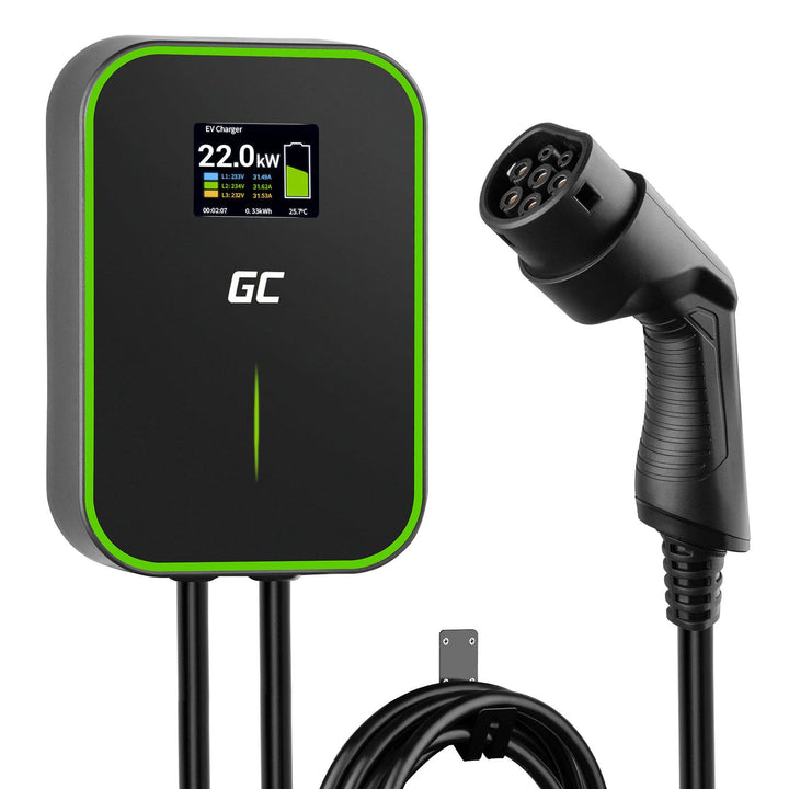 Green Cell GC PowerBox Wallbox 22kW Typ 2 Ladegerät für EV Ladekabel 6m LCD Display Kompatibel mit M
