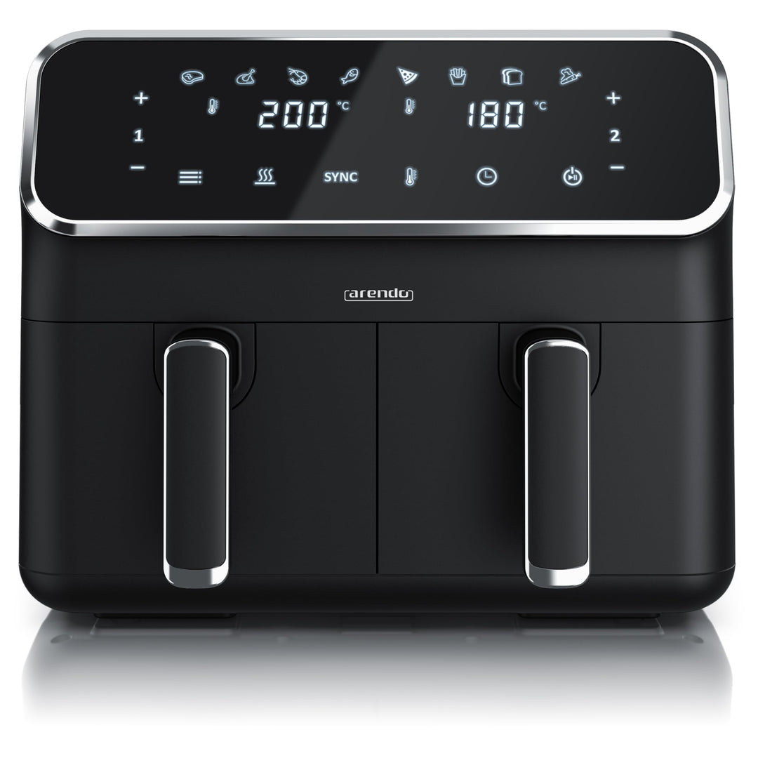 Arendo - Heissluftfritteuse Dual Zone mit 2 Kammern - XXL Kapazität 2 Fächer Doppelkammer – 2700 Wat