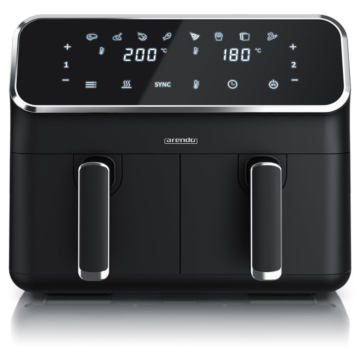 Arendo - Heissluftfritteuse Dual Zone mit 2 Kammern - XXL Kapazität 2 Fächer Doppelkammer – 2700 Wat