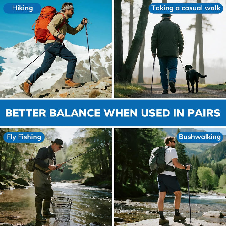 Wanderstöcke, Faltbare Trekkingstöck, Walking Stock aus 7075 Aluminium Ultraleicht, Praktisch zu Ver