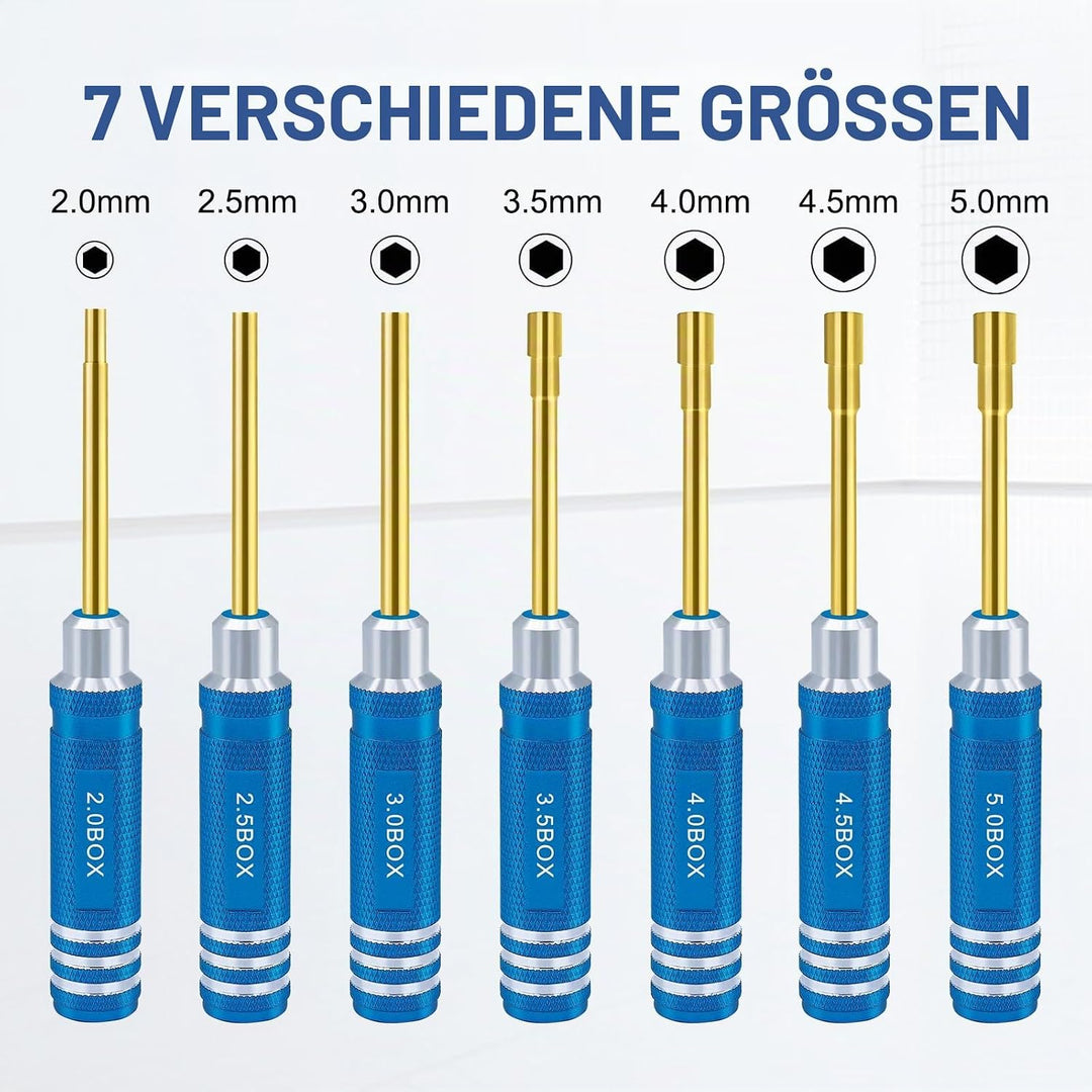 Sechskantmutter Schraubendreher Satz 2.0mm 2.5mm 3.0mm 3.5mm 4.0mm 4.5mm 5.0mm RC Werkzeug Steckschl