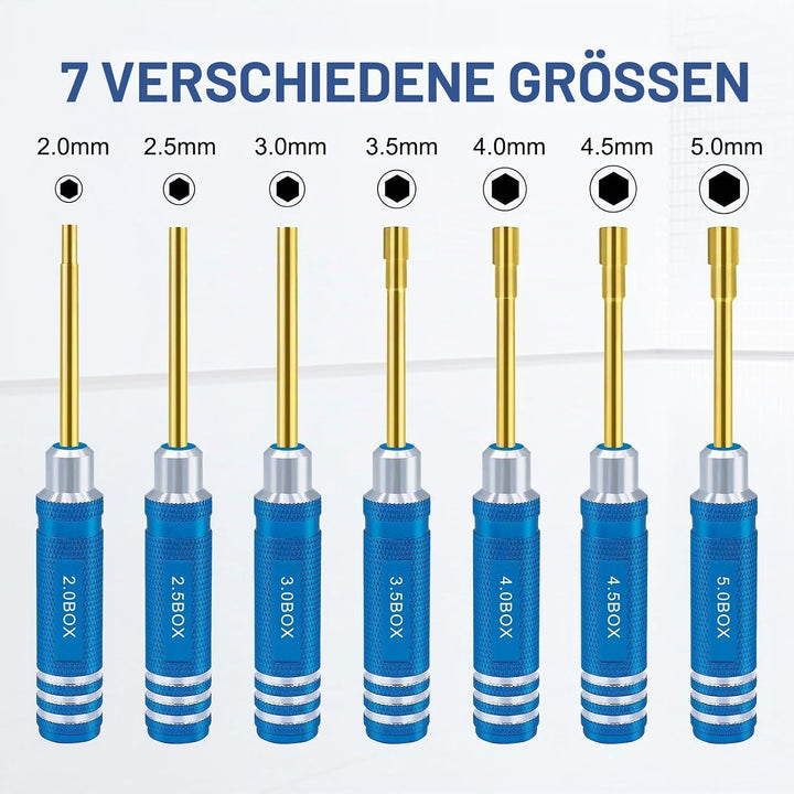 Sechskantmutter Schraubendreher Satz 2.0mm 2.5mm 3.0mm 3.5mm 4.0mm 4.5mm 5.0mm RC Werkzeug Steckschl