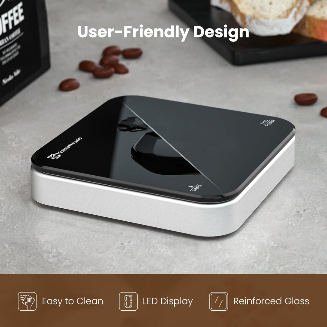 Maestri House Coffee Scale with Timer, Digital Kitchen Scale, 2kg/0.1g Precision, Rechargeable, with