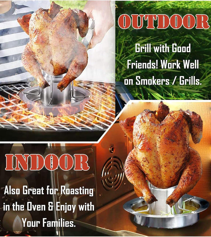 DROMEDARY Edelstahl Hähnchenhalter,Hähnchenbräter,Geflügelbräter,Bierdose Hähnchengriller,Grillgeste