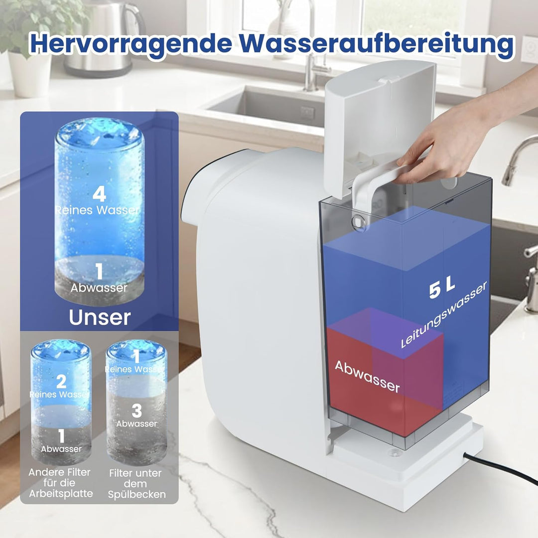COSTWAY Umkehrosmose Wasserfilter, RO+PPC Wasserfiltrationssystem mit UV-Licht, Umkehrosmoseanlage T