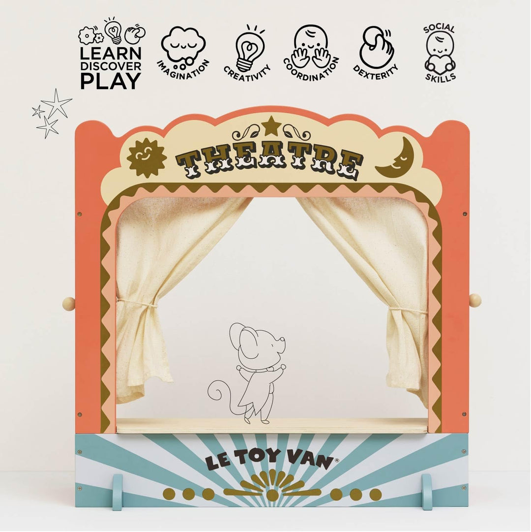 Le Toy Van - TV351 - Puppentheater für Kinder, ab 3 Jahren, Puppentheater aus Holz, Brettspiel, Roll