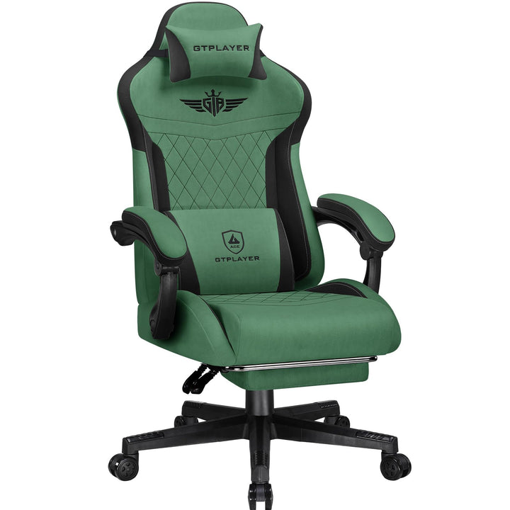 GTPLAYER Gaming Stuhl, Ergonomischer Gamer Stuhl aus Stoff mit Lendenwirbelstütze, PC-Stuhl mit verb