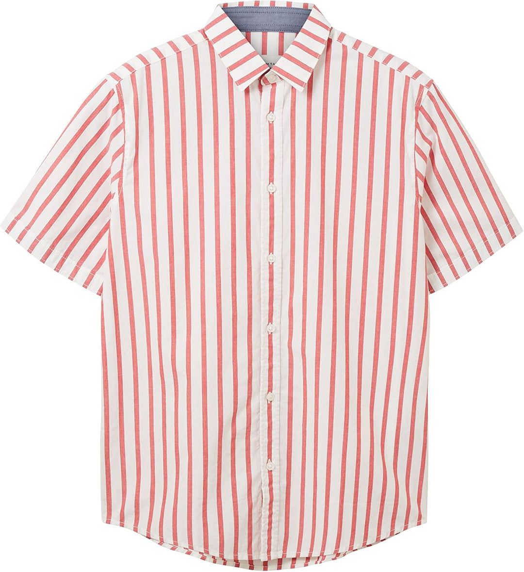 TOM TAILOR Herren Hemd mit Brusttasche M 31787 - Red Off White Stripe, M 31787 - Red Off White Strip