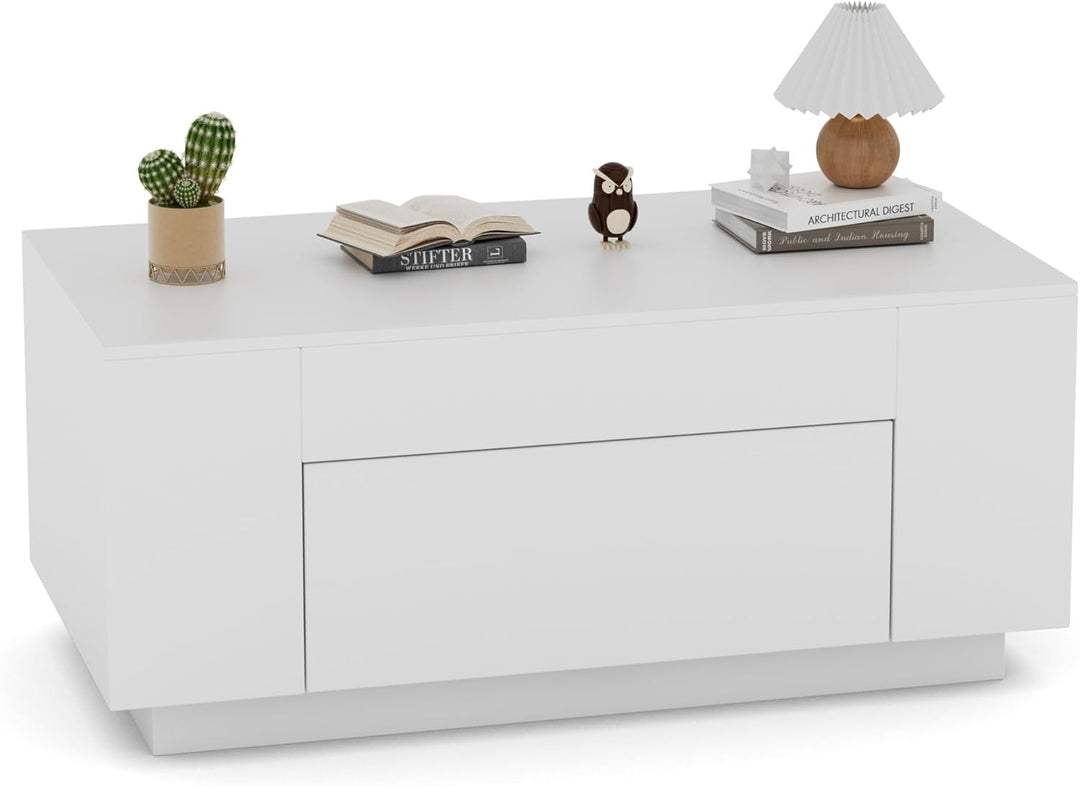 BonVache Couchtisch, Beistelltisch Couch, Wohnzimmertisch Holz mit Stauraum, Kaffeetisch mit Verstec