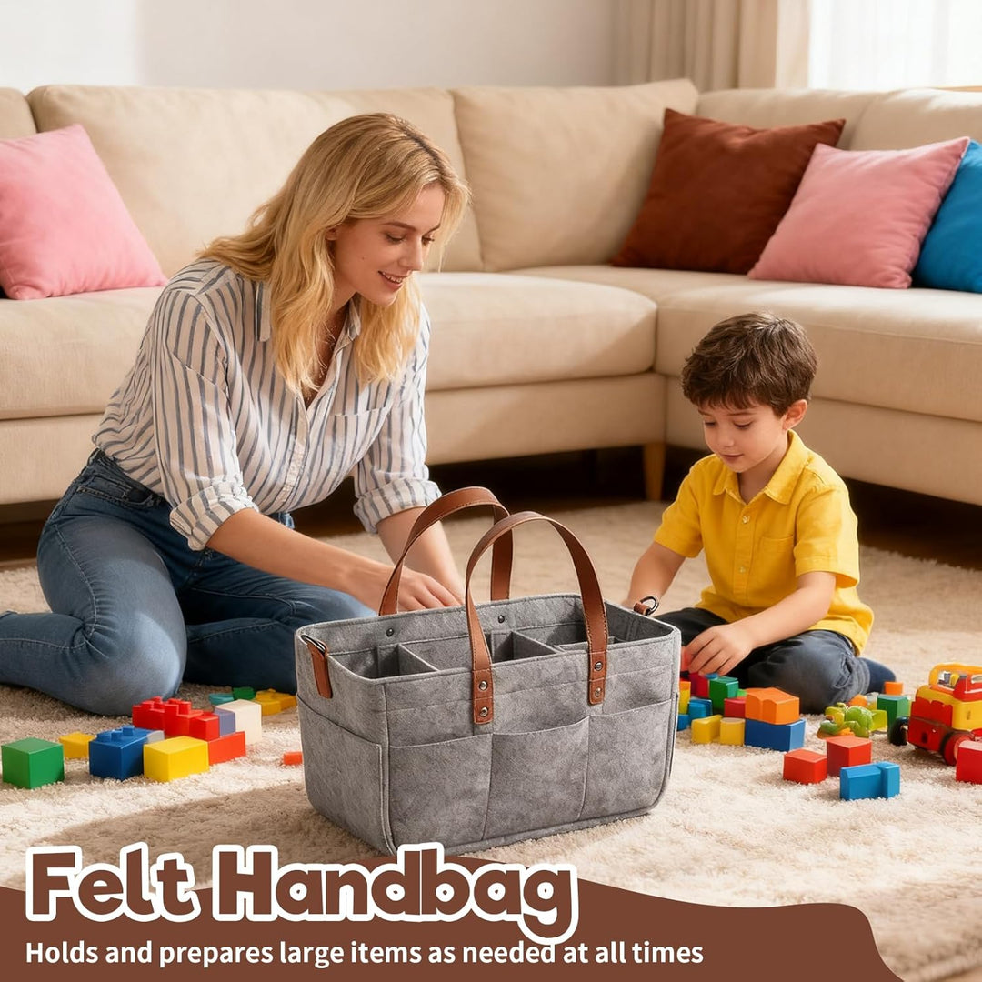 Filztasche Storage Faltbar, 16L Filztaschen Einkaufstasche mit Fächern Filztaschestorage Faltbar Fil