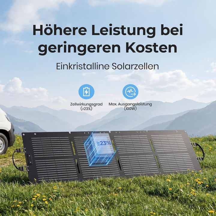 Dyness 100W Faltbares Solarpanel für Powerstation mit Monokristalline Solarzelle, 23% Wirkungsgrad,