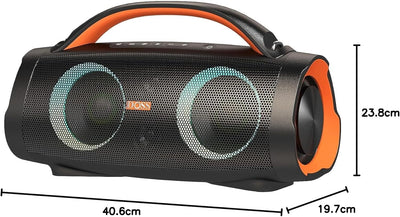 DOSS Extreme Boom+ Bluetooth Lautsprecher Draussen mit Wasserdichter IP67, 100W Stereo Sound, 10400m