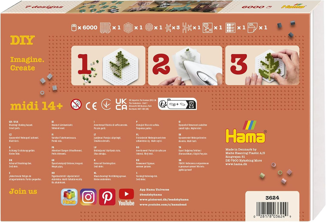 Hama Perlen 3624 Bügelperlen 3D Geburtstagszug, Hama Art mit ca. 6.000 Midi-Perlen, 3 Stiftplatten u