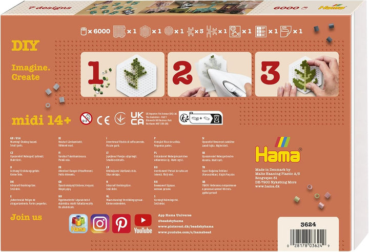 Hama Perlen 3624 Bügelperlen 3D Geburtstagszug, Hama Art mit ca. 6.000 Midi-Perlen, 3 Stiftplatten u