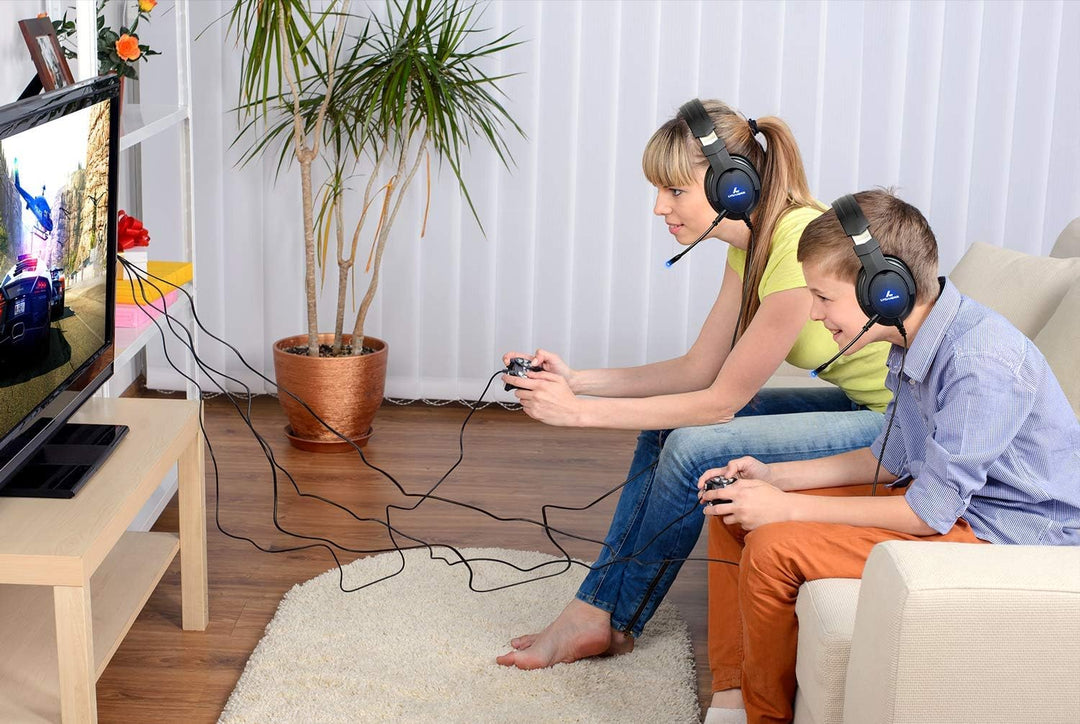 LYCANDER Gaming-Headset mit Mikrofon und LED-Licht, 3,5 mm Eingang, für PC, PS4, Xbox One, Nintendo