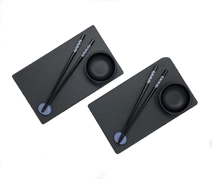 Sushi Set - Sushi Geschirr Set Schwarz 2 Personen - Sushi Servier Set - Sushi Kit - Asia Geschirr 10