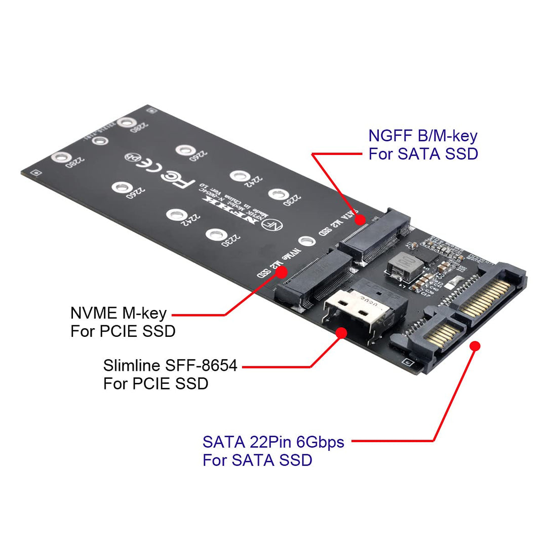 cablecc SFF-8654 auf U2 Kit NGFF M-Key auf Slimline SAS NVME PCIe SSD SATA Adapter für Mainboard Sch