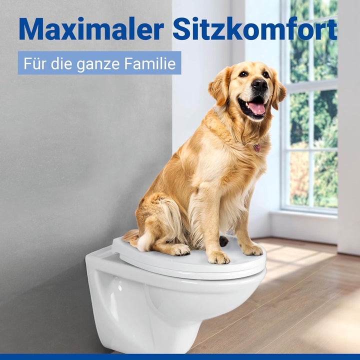 WENKO WC-Sitz Toilettendeckel mit Absenkautomatik (Softclose), abnehmbar durch Fix-Clip, O-Form, bru