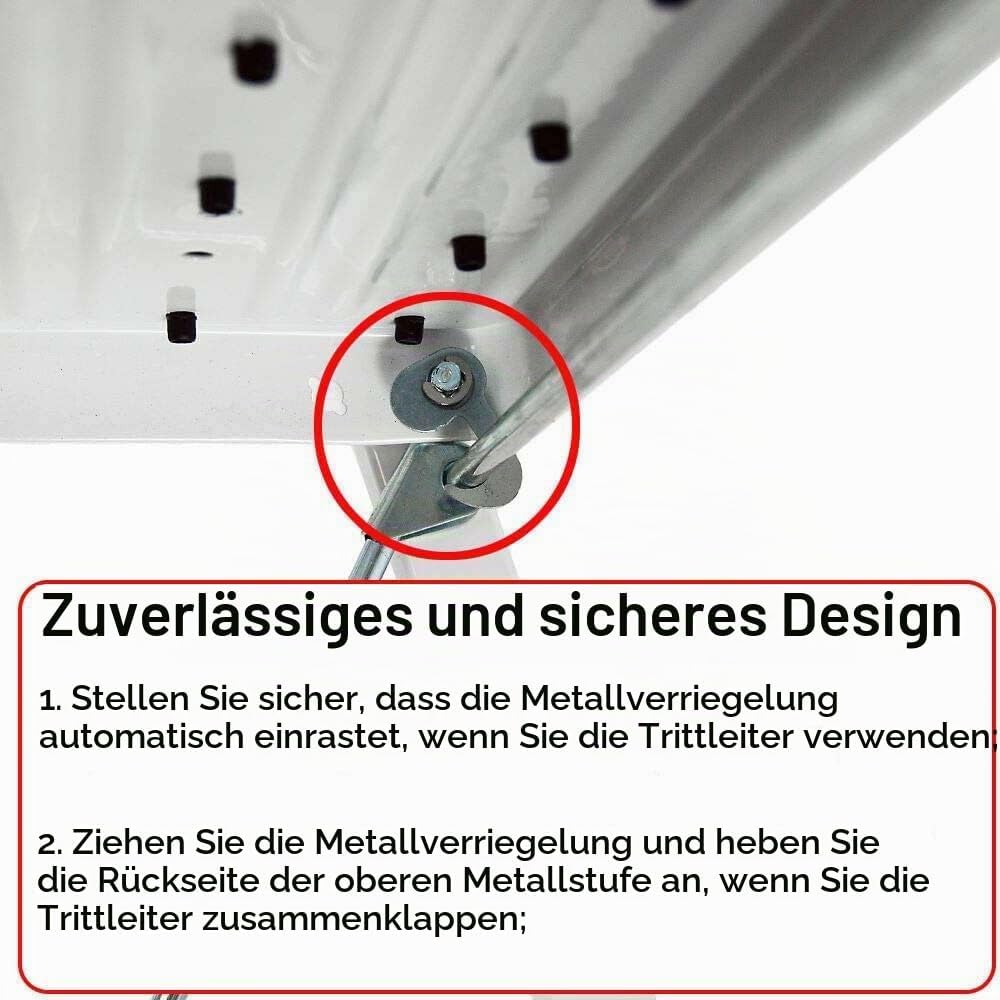 Trittleiter 2 Stufen Klappbar, Alu-Klapptritt Trittleiter, Zusammenklappbar Rutschfesten Gummimatte