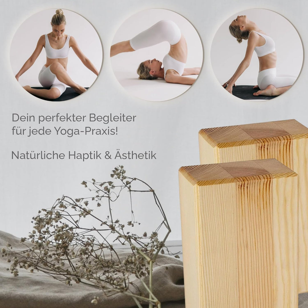 Yogablock Holzklötze für Yoga Pilates Stretching und Meditation Natürlich umweltfreundlich stabile U