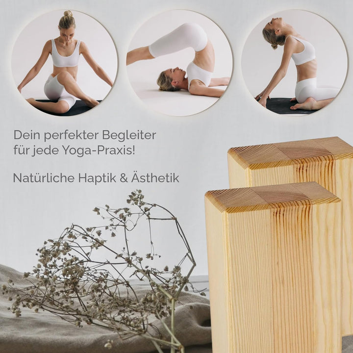 Yogablock Holzklötze für Yoga Pilates Stretching und Meditation Natürlich umweltfreundlich stabile U