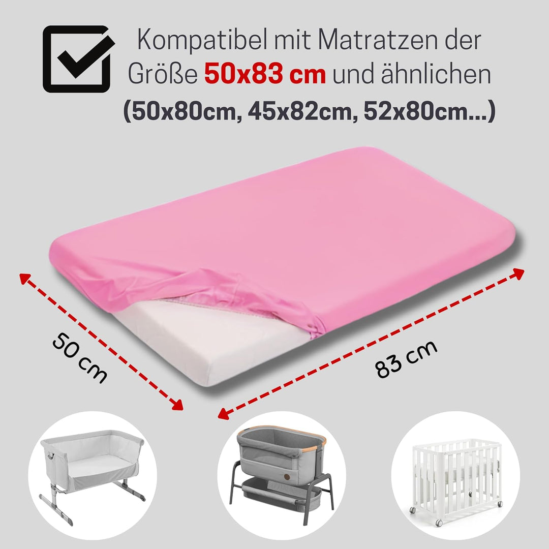 Bisoo Spannbettlaken Beistellbett wasserdichte 50x80 / 50x83 - Spannbettlaken Matratzenschoner 100%
