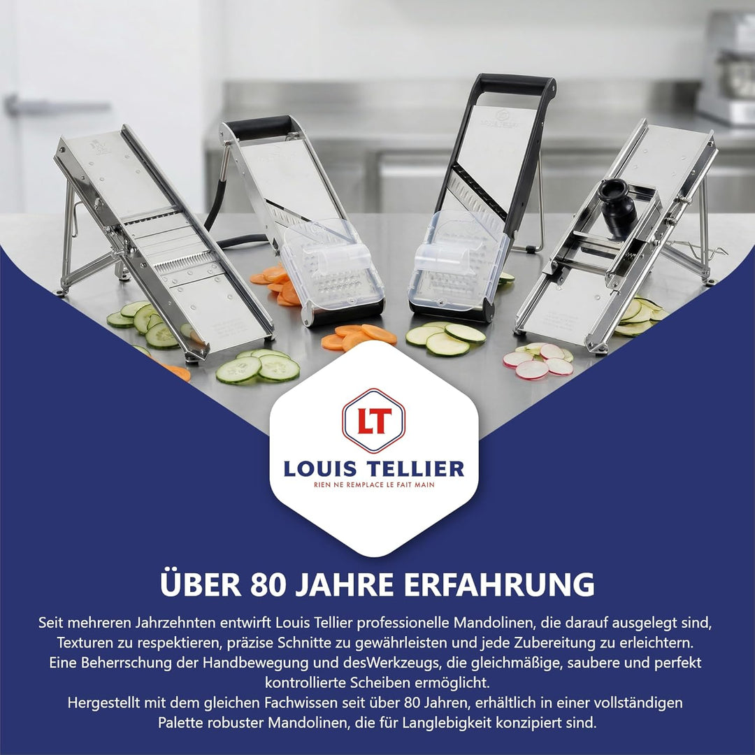 Louis Tellier - Mandoline mit Schlitten - Edelstahl - Professionelle Qualität - Kamm 3/10mm - 25 x 1