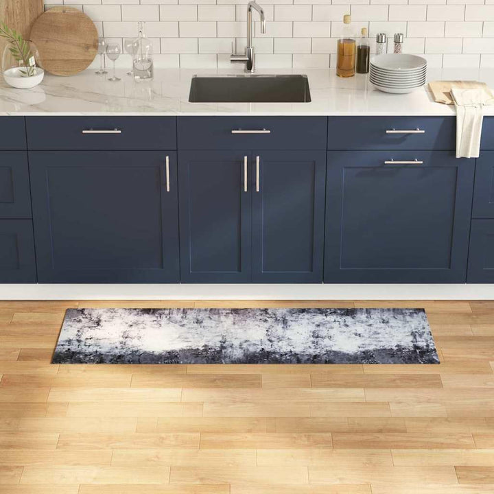 vidaXL Küchen Teppich Grau 150 x 45 cm Samt, Eleganter Samt-Rechteck-Küchenläufer, weicher Belag, sa