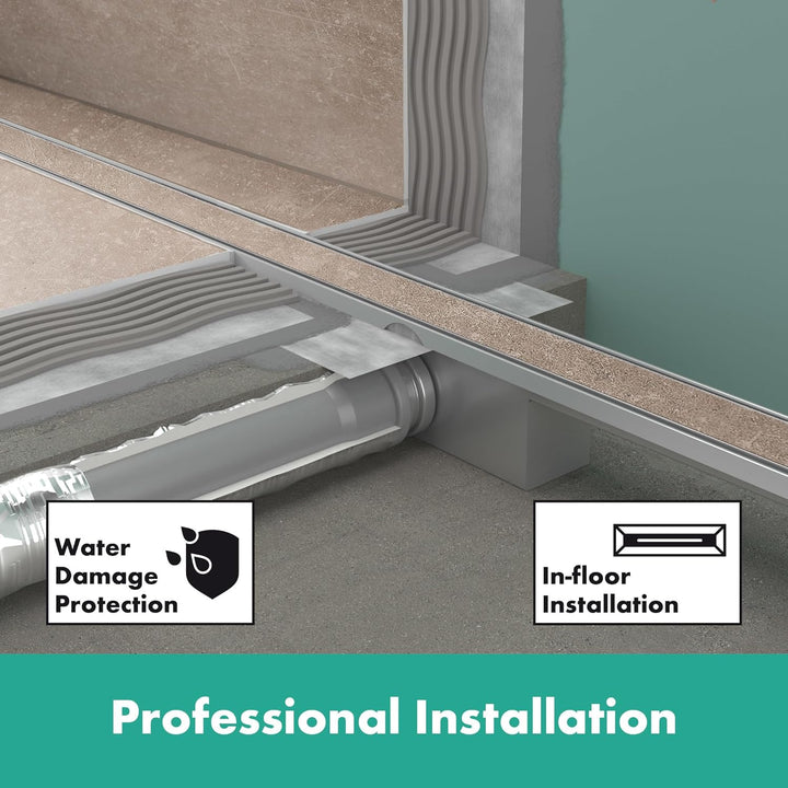 hansgrohe 56169000 RainDrain Compact Duschrinne 900 befliesbar für Flache Installation Komplettset D