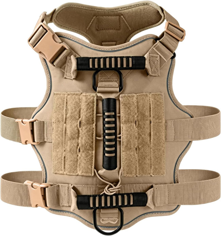 Taktisches Hundegeschirr Nylon reflektierend für grosse Hunde (Khaki) | Robustes Hundegeschirr Aus N