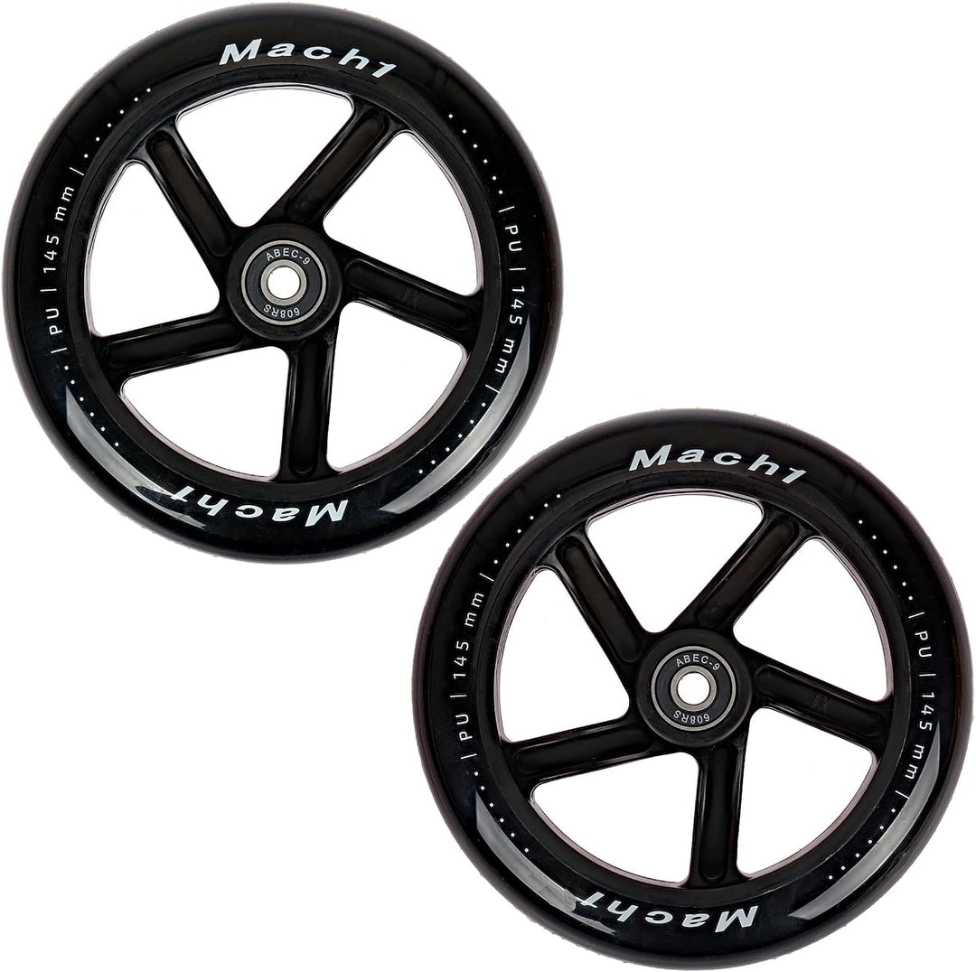 2 Stück 145x30mm Mach1 Kickscooter Rollen-Set inklusive Kugellager + Spacer - Cityroller Ersatz Reif