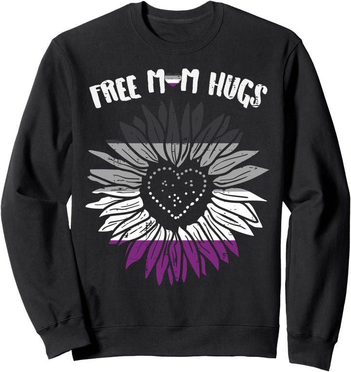 Free Mom Hugs Sunflower Asexual Ace Pride Flag LGBTQ Women Sweatshirt