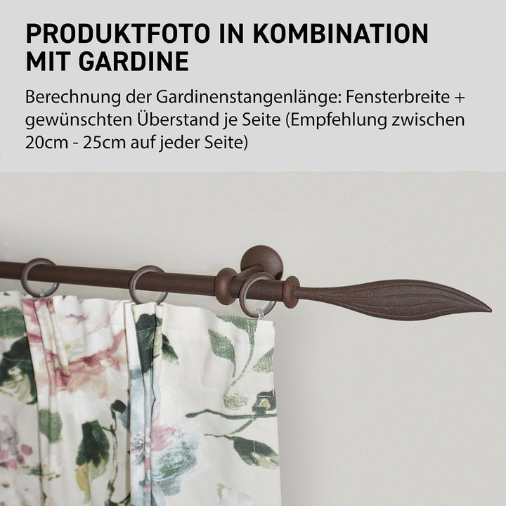 Garesa Gardinenstange Esperanca Ø 16mm, 1-läufig, Rost I Rustikale Vorhangstange inkl. Ringe + Falte