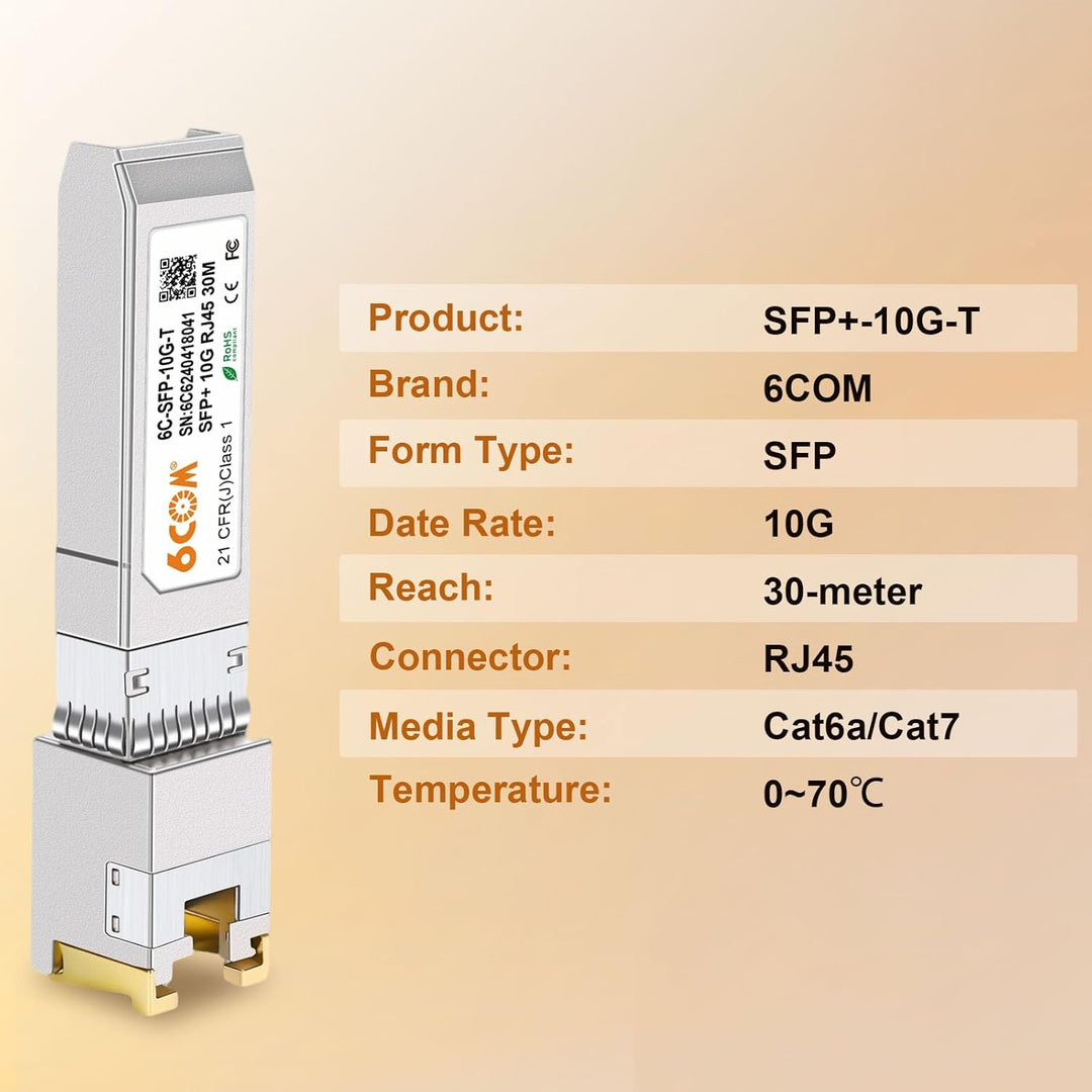 2-Stück 10G SFP+ RJ45 Kupfermodul, 10GBase-T SFP+ zu RJ45 Transceiver, CAT6A/CAT7, 30m, Hot-Swappabl