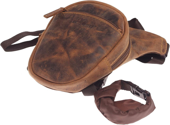 Greenburry Vintage Umhängetasche Baun 26x24x8cm Legbag Beintasche, Baun