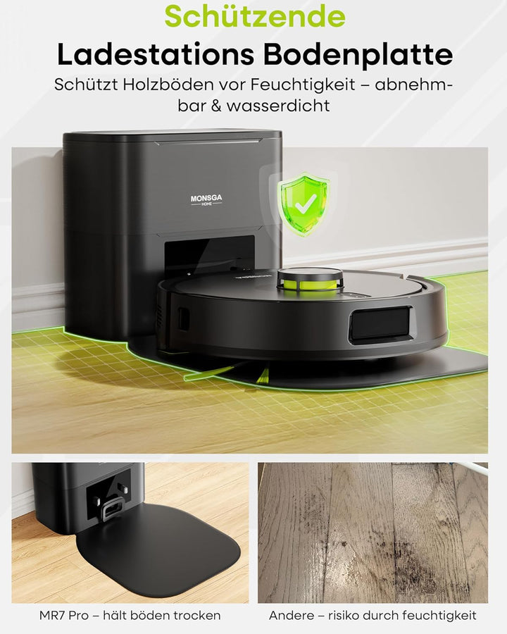 MONSGA Saugroboter mit Wischfunktion 8000PA, Staubsauger Roboter mit Absaugstation 4L, LiDAR Navigat