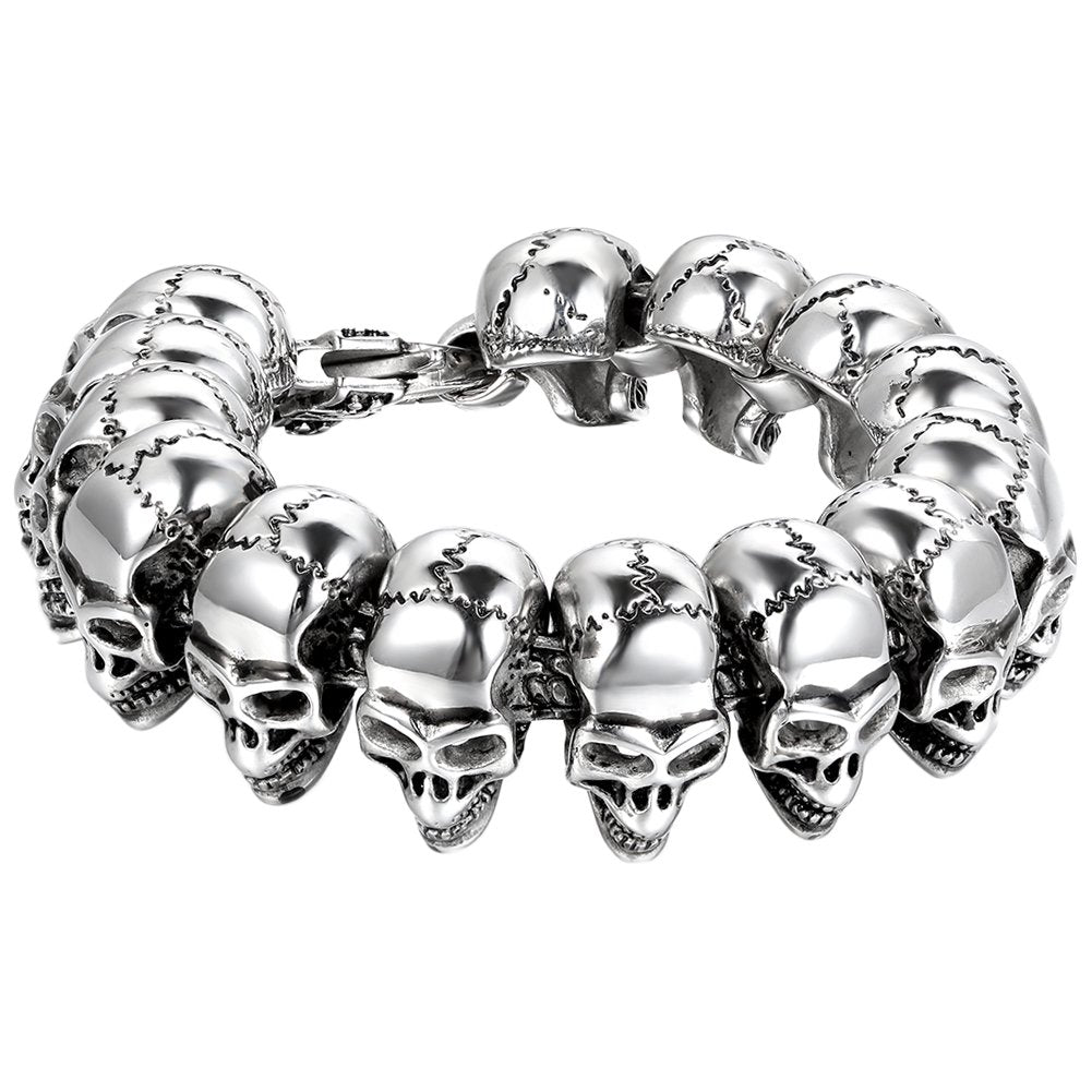 OIDEA Herren Armband Edestahl Schädel: Totenkopf Schwer Armkette Punk Gothic Herrenarmband Skull Bik