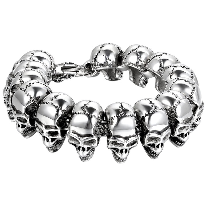 OIDEA Herren Armband Edestahl Schädel: Totenkopf Schwer Armkette Punk Gothic Herrenarmband Skull Bik