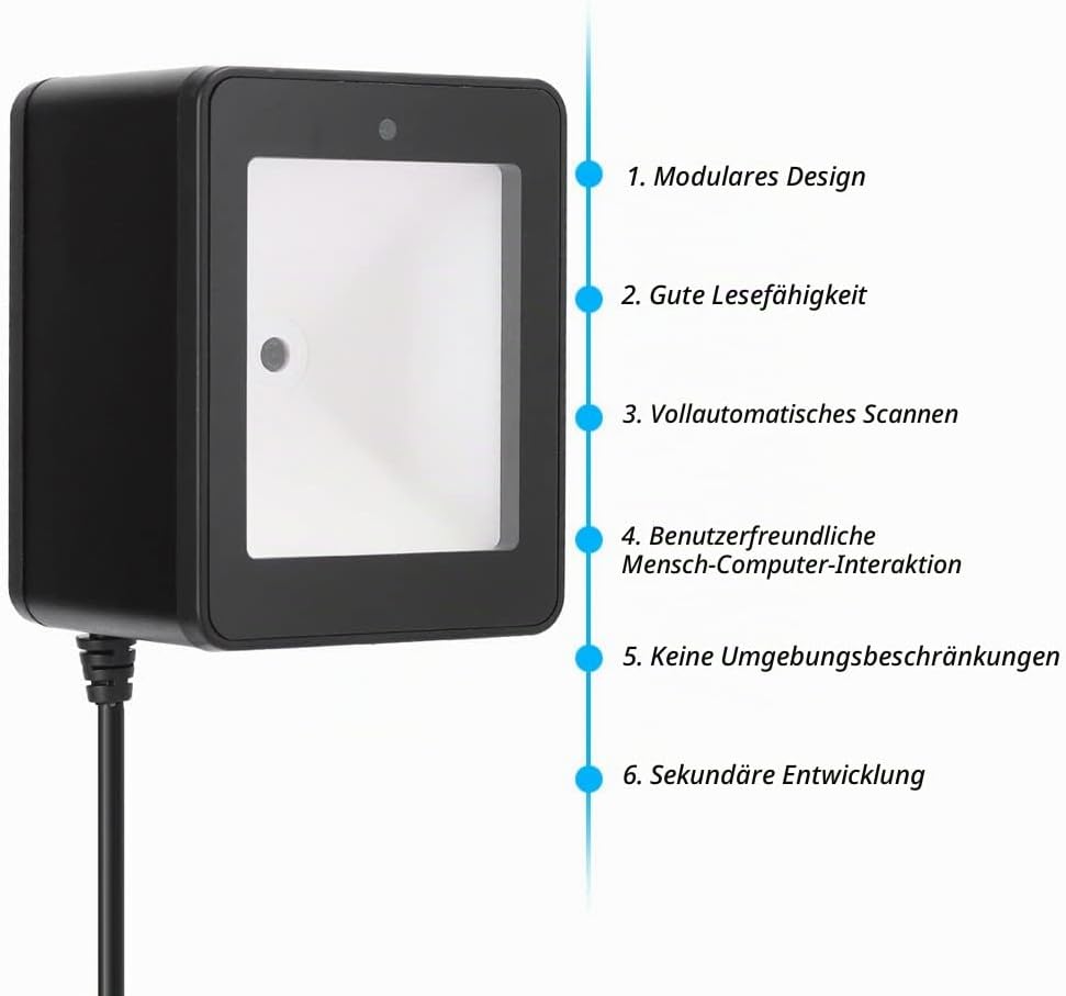 ASHATA Desktop Barcode Scanner, 360° Barcode Scanner, QR Code Scan Plattform, CMOS Supermarket Mobil