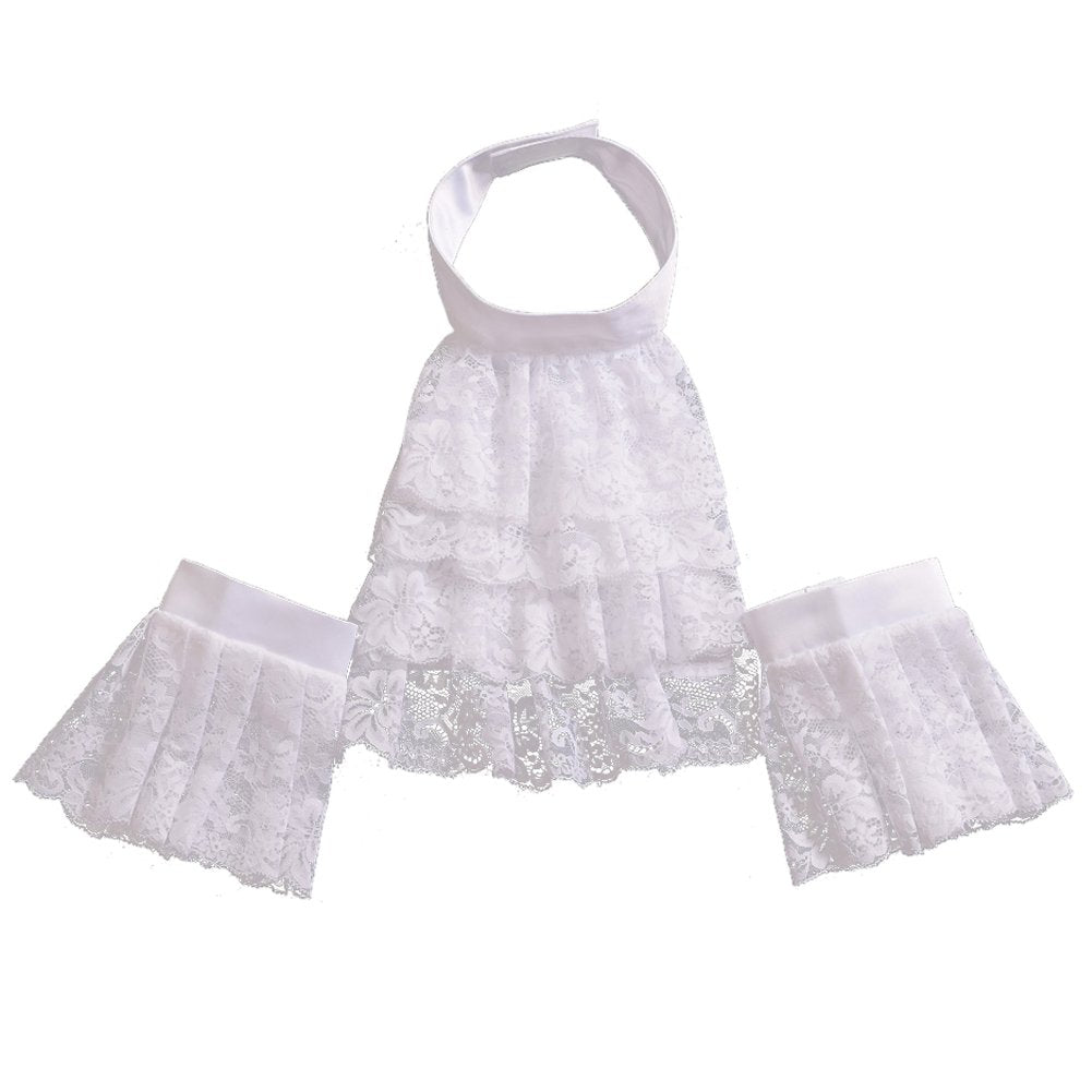 BLESSUME Jabot Kragen Viktorianisch Halskrause Spitze Jabot Kostüm Gross Weiss Jabot Manschetten Ein